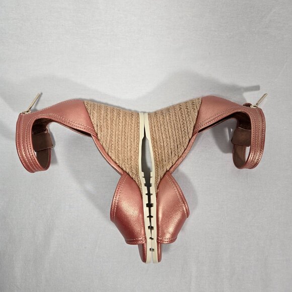 DONALD J PLINER Brook Metallic Coral Leather Ankle Espadrille Wedge Sandal 8.5 M - Picture 9 of 17